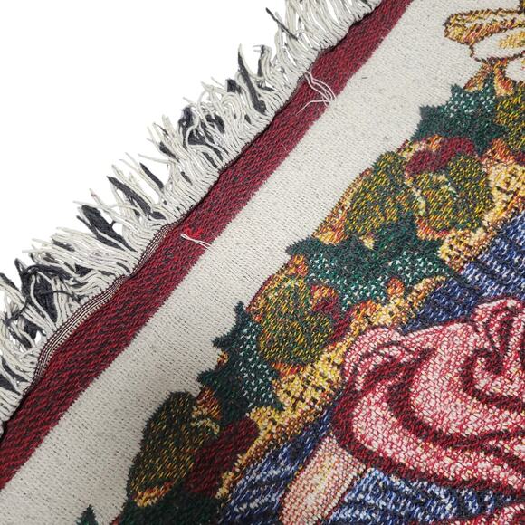 The Edith Collection Angels Throw Burgundy Blue Pink Red Beautiful 51” x 43 - Picture 3 of 7